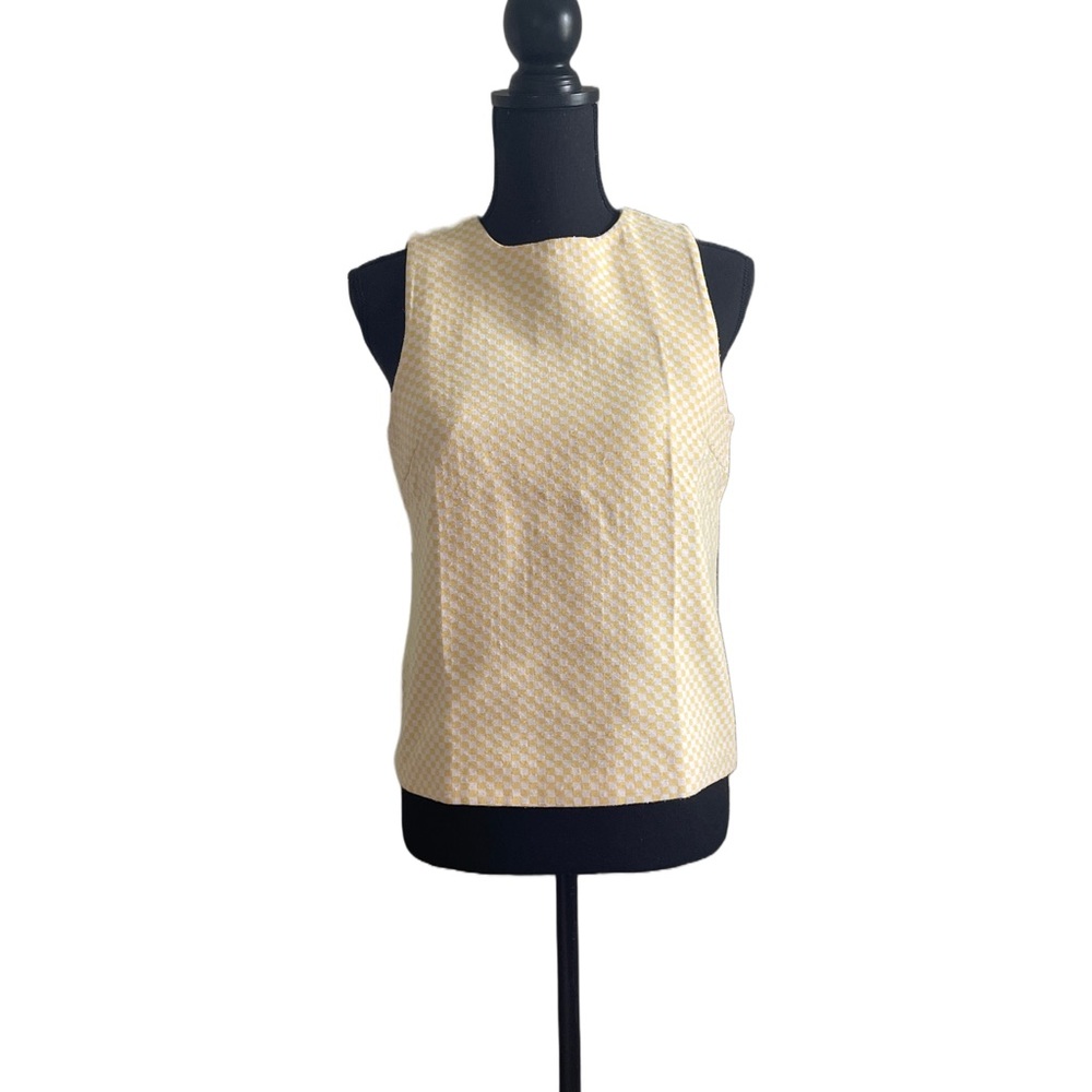 Zara Basic Women's Sleeveless Blouse Top SIze M Cotton Blend Check Colorful Fun